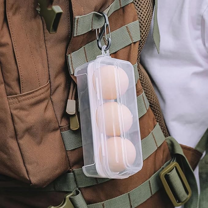2 Pack Camping Egg Carrier 3 Grids Storage Container Portable Shockproof Eggs Protective Case Box Organizer Tray for Hiking Trekking Camper Outdoor Trip Picnic Kitchen Refrigerator