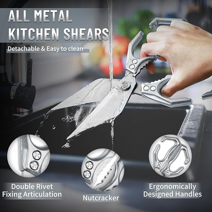 Dream Reach Heavy Duty Poultry Shears Kitchen Scissors Dishwasher Safe with Ergonomic Handle, Japanese High-Carbon Steel Cooking Shears for Chicken, Meat, Seafood, Bone Cutting Christmas Gifts for Men