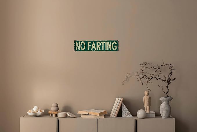 No Farting Metal Sign 4x16in Funny Bathroom Plaque for House Room Door Toilet Wall Home Decor Accessories