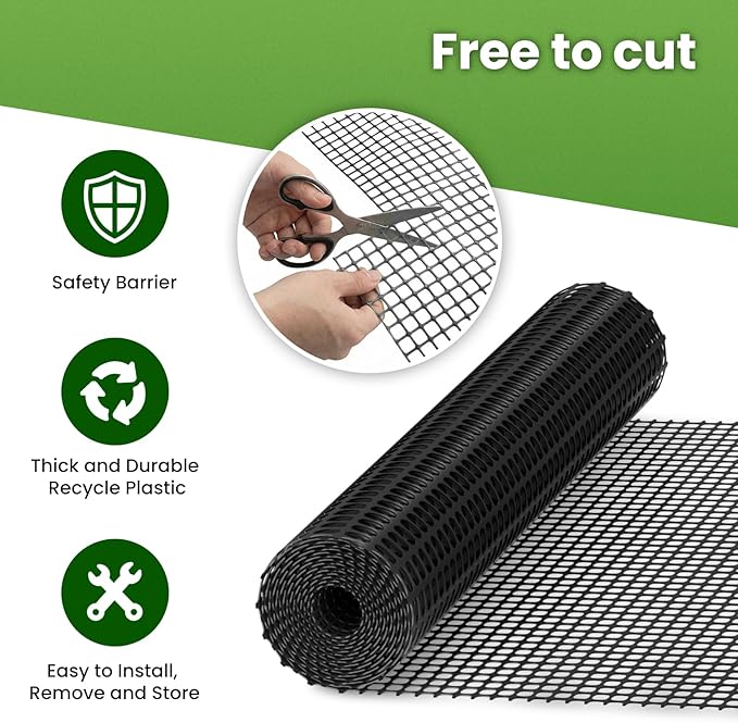 DoCred Plastic Fence with Stakes, 39.4in x 82ft Portable Poultry Fencing Net Mesh for Chickens & Dog, Temporary Gardening Fence Pet Barrier for Backyards, Vegetable Gardens, Lawn & Outdoor Decoration