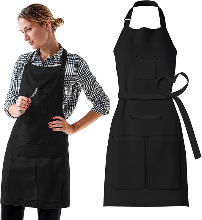 Waterproof Apron for Adults – Adjustable Fit with Deep Pockets, Stylish Cooking & Baking Apron for Women & Men