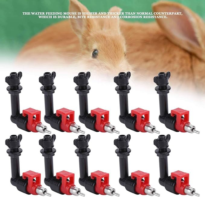 Jeanoko Chicken Water Feeder Nipples,10Pcs Automatic Rabbit Nipple Drinker Feeder Rabbit Waterer Poultry Watering System for Rabbits/Chickens 2.20x2.17x0.79in