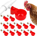 24 Pack Automatic Chicken Waterer Cups Kit, Gravity-Fed Poultry Drinker with PVC Tee Fittings for DIY 1/2" Pipe System for Chickens, Ducks & Turkeys (12 Cups + 12 PVC Tees, 24-Piece Kit)