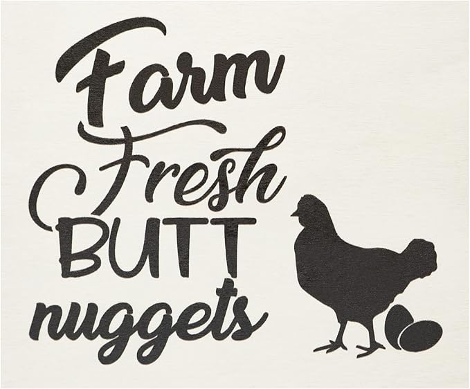 JennyGems Farm Fresh Nuggets Wooden Sign, Funny Chicken Coop Signs, Country Farmhouse Decor Wall Hanging, Made in USA