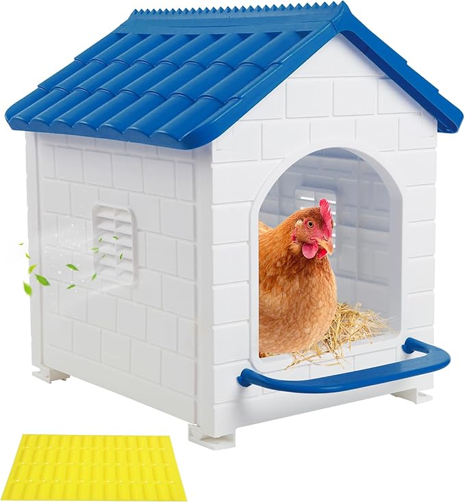 HiCaptain Chicken Nesting Box, Plastic Compartment Chicken Nesting Boxes for Chickens Coop for Laying Eggs for Hens, Ducks and Poultry with Chick Nesting Pads, Blue