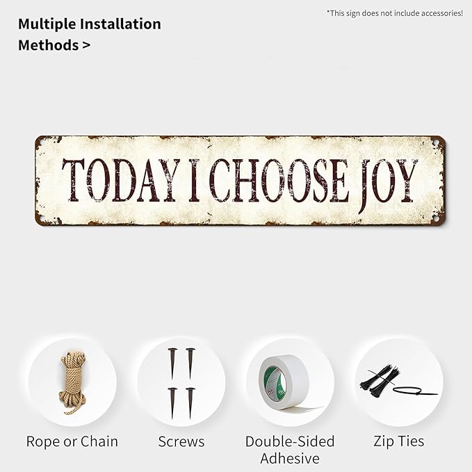 Metal Tin Signs Wall Art - Today I Choose Joy - 16x4 Inch Inspirational Home Decor - Modern Motivational Sign for Office, Bedroom, Living Room - Durable Positive Quotes Metal Artwork Wall Decoration