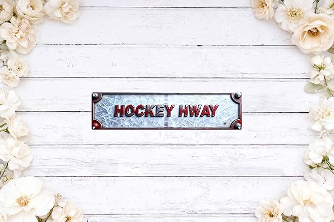 Vintage Tin Hockey Hway Sign Retro Metal Sign Suitable For Home Street Shop Garage Bar Farm Garden - Multi-Purpose For Indoor/Outdoor Use Plaque 4x16 Inch