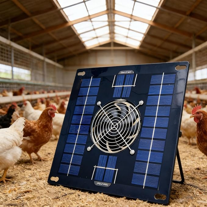 Solar Greenhouse Fan, Solar Powered Vent Exhaust and Intake Chicken Coop Fan, Ventilation Solar Shed Fan for Greenhouses, Chicken Coops, Shed, Dog House