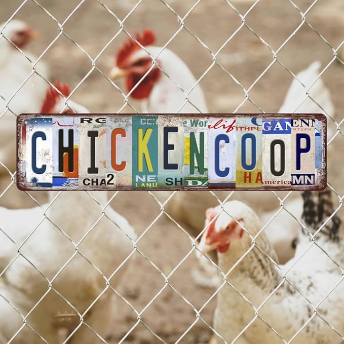 Chicken Coop Signs Chicken Sign Chicken Coop Accessories Vintage Funny Chicken Coop Metal Tin Signs Street Signs Home Wall Decor Farmhouse Kitchen Wall Decor 16 X 4 Inches