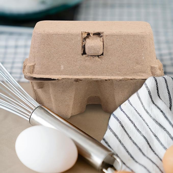 DOITOOL 25 Pcs 2 Count Egg Cartons Bulk, Natural Paper Pulp Chicken Egg Storage Containers Holder for Easter Party Kitchen Supermarkets Farm Market Display
