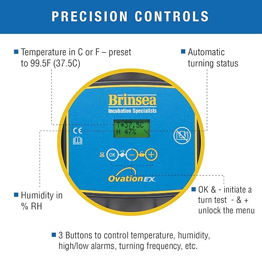 Brinsea Ovation 56 EX Egg Incubator and Book, Automatic Egg Turning and Humidity Control for Hatching 56 Chicken, Duck, Other Bird Eggs, Precision Digital Controls