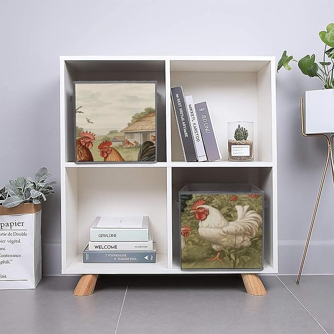 Chickens And Farm Storage Bins Cubes Fabric Cube Organizer Foldable Storage Boxes Large Storage Baskets Oxford Cloth Cube Bins for Home Clothes Closet Organizers 6 Pack