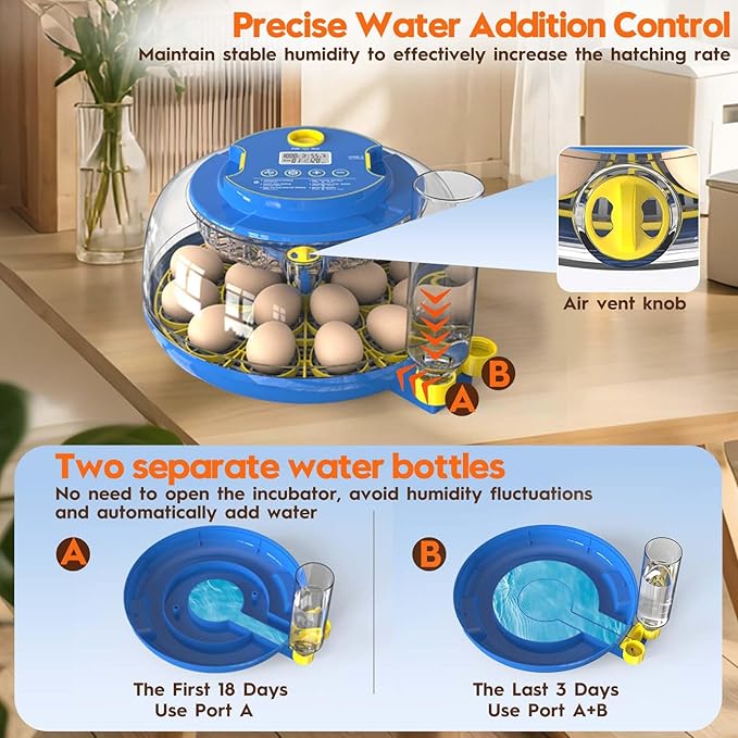 Incubator for Hatching Eggs-18 Egg Incubator with Automatic Egg Turning and Humidity Control 360°View Incubadora De Huevos,Ducks,Goose,Pigeon,Quail Incubator for Home,Farm,Lab,Science Classroom