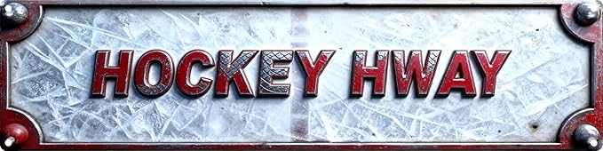 Vintage Tin Hockey Hway Sign Retro Metal Sign Suitable For Home Street Shop Garage Bar Farm Garden - Multi-Purpose For Indoor/Outdoor Use Plaque 4x16 Inch