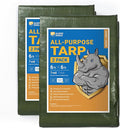 GUARD SHIELD Green Tarp Waterproof 6x6 Feet Medium Duty All Purpose Poly Tarps Cover 7mil (2-Pack)