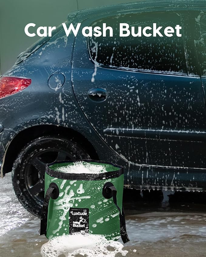 Luxtude Collapsible Bucket with Handle, Portable 5 Gallon Bucket for Camping, Fishing, Beach, Gardening, RV & Outdoor Emergency, Heavy-Duty & Ultra Lightweight Water Storage Container