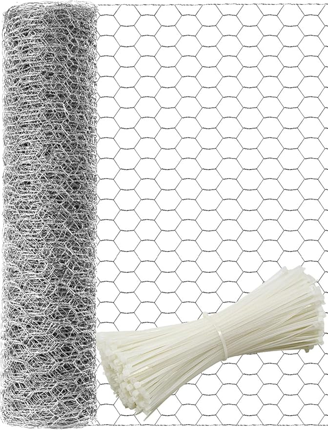 TOYPOPOR Chicken Wire 16'' x 190''/16ft(40cm x 5m), Outdoor Anti-Rust Hexagonal Galvanized Chicken Wire Mesh Fencing to Protect Gardening Plants Vegetables Flowers Fruits from Dogs Rabbits Squirrels