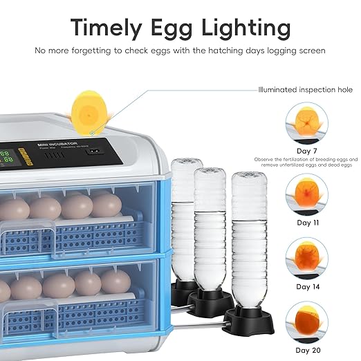 120 Egg Incubator, Automatic Incubator for Hatching Eggs, with Auto Egg Turner, Temp & Humidity Control, Poultry Hatching Incubators for Chicken Duck Quail Eggs,Ideal for Farm, School and Lab (Blue)