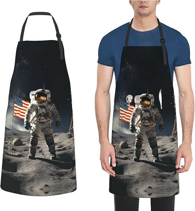 Kitchen Aprons for Men Women Waterproof Apron with 2 Pockets Skis on mountain Apron Adjustable Bib Aprons
