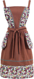 Kitchen Aprons for Women with Pockets Cute Vintage Chef Pinafore Apron for Gardening Cooking Baking Painting