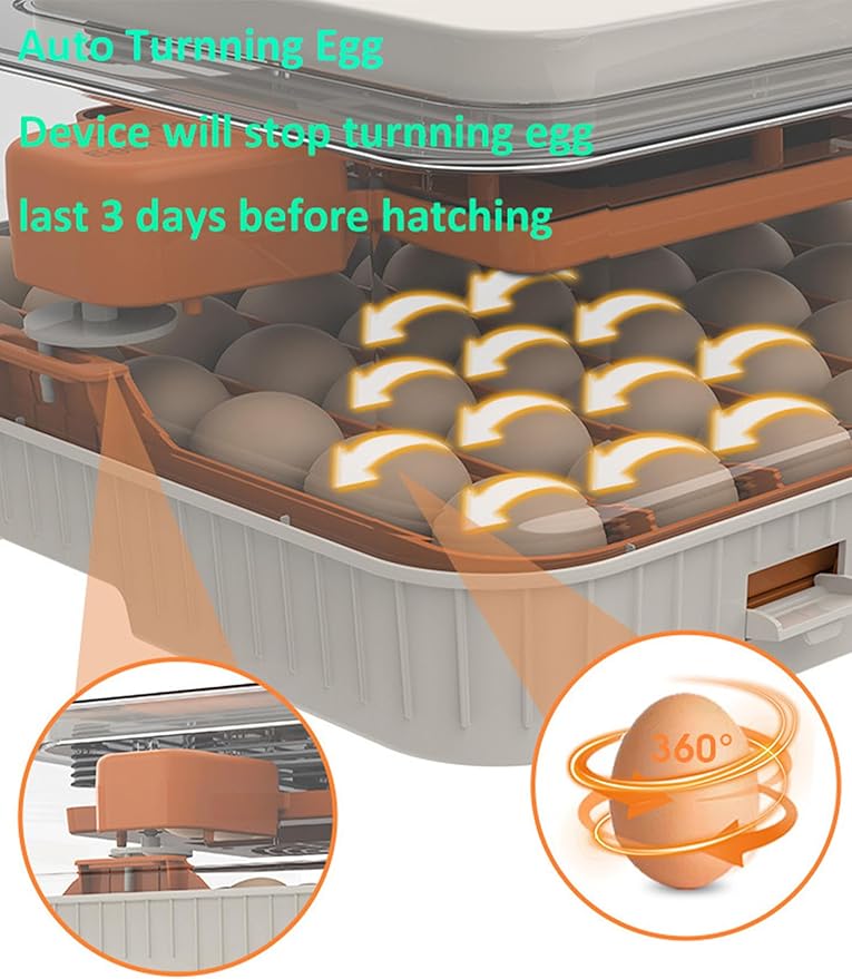 Egg Incubator for Hatching Eggs, Intelligent 56 Eggs Incubator with Temperature & Humidity Control, Automatic Egg Turning, Hatch Days & Egg Candler, Adjustable