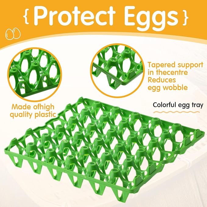 Honeydak 8 Pack Plastic Egg Trays Crates 30 Flats Egg Cartons Dozen Reusable Container Holder Storage Box for Home Chicken Farmers Storing Sorting Shipping