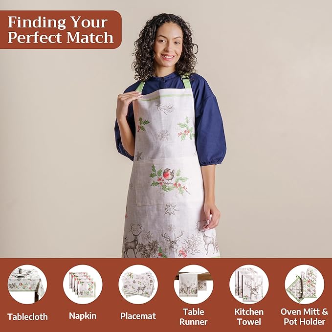Maison d' Hermine 100% Cotton Apron for women with Pocket Kitchen Chef Apron for Men Cooking Easter Decorations