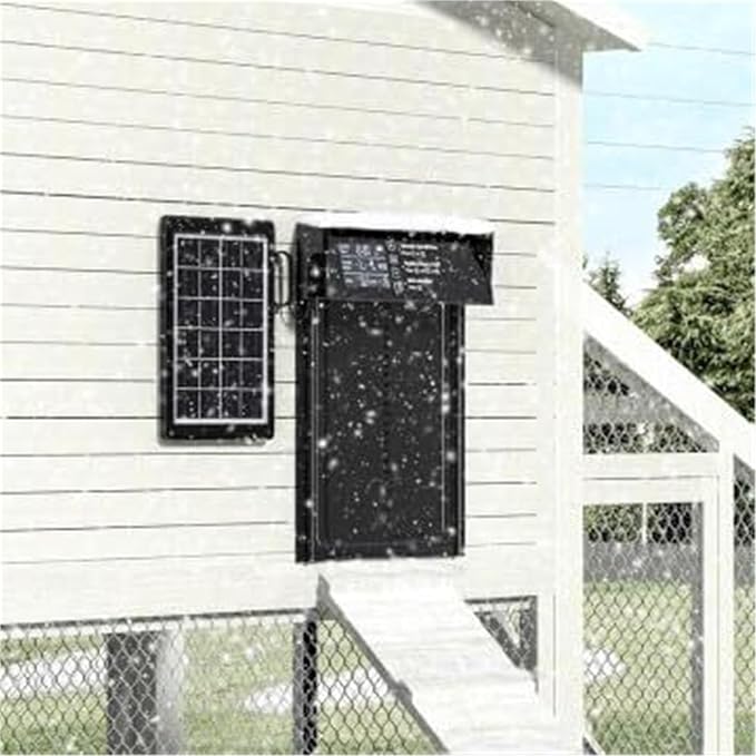 Waterproof Aluminum Alloy Solar Chicken House Door, Automatic Chicken Door with Timer, Anti-Pinch Weather Proof, Light Sensor