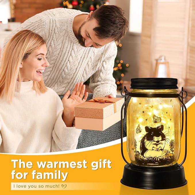 kyoryuger Hamster Gifts for Women/Men Hamster Solar Lanterns Mom Birthday Present Lantern Pet Loss Pet Memorial Lights Solar Garden Decoration Outside for Yard, Patio,Backyard,Porch Torche