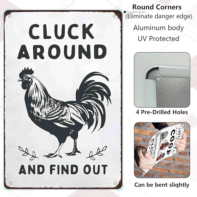 2 pack Sign for Home Farm Chicken Coop & Welcome To Our Coop Funny Chicken Sign Farmhouse Kicthen Garden Decor Chicken Coop Sign Chicken Decor 12" * 8"
