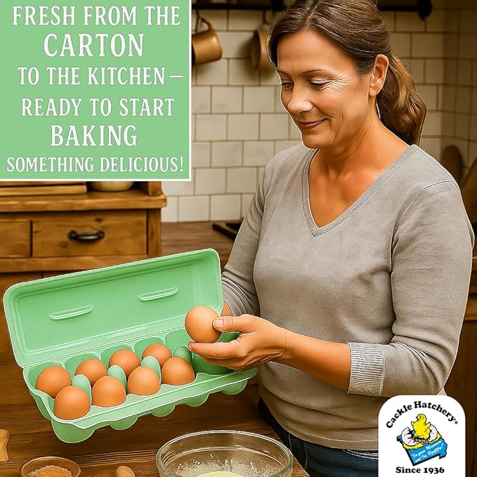 Cackle Hatchery Foam Egg Cartons for Chicken Eggs Holds 1 Dozen Eggs (Green, 50pk)