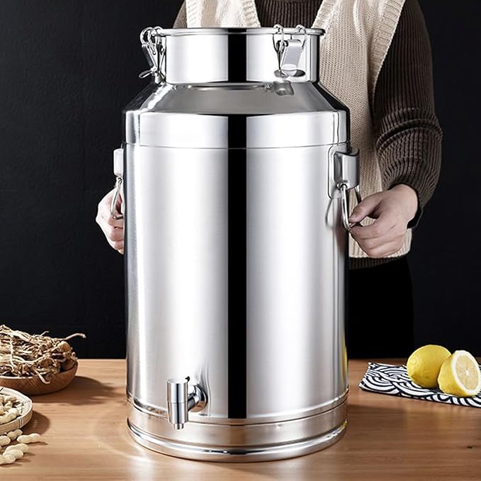 Oil Container - Airtight Stainless Steel Storage Bucket, 5L 9L 14L Large Capacity Canister with Sealed Lid Lock, Freshness Preserving Food Safe Function, Ideal for Flour Coffee Sugar Baking