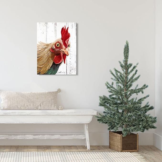 Rooster Kitchen Decor Wall art - Abstract Farmhouse Chicken Canvas Painting Picture Prints Artwork for Home Kitchen Decor