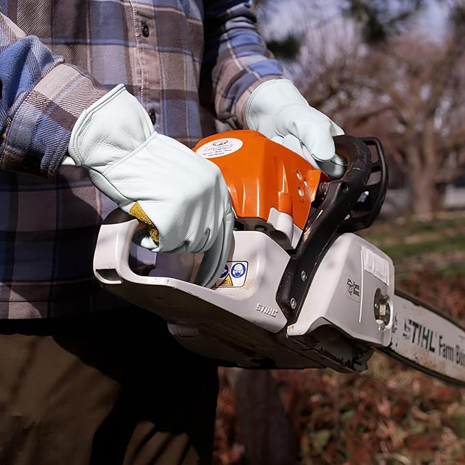 OZERO Gardening Work Gloves Men,Insulated Heavy Duty Cut Resistant Thorn Proof Leather Cowhide Gloves for Driving Welding