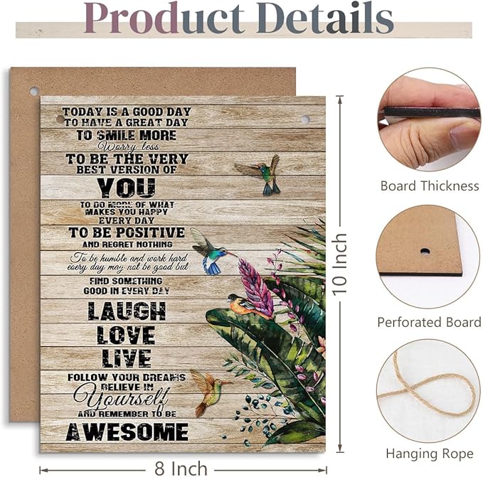 Today Is A Good Day To Have A Great Day Inspirational Wall Art Prints 8x10 Inch Motivational Wooden Hanging Plaque Wall Decor Farmhouse Rustic Wood Signs for Bedroom Living Room Home Office Decoration