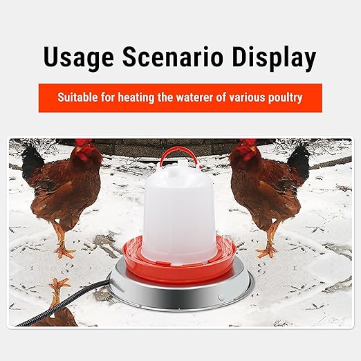 Hyuduo Chicken Waterer Heating Base Thermostat Control Electric Heater with Upgraded Design for Plastic Metal Poultry Drinker Ducks Geese Turkeys (US Plug)