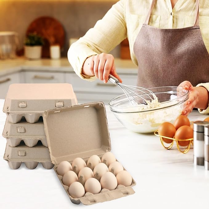 45 Pack Dozen Paper Pulp Egg Cartons, Eco-Friendly Cardboard Egg Cartons Holds Up to 12 Chicken Eggs For Storing Extra Eggs, Crafting, Parts Storage, Easter & More