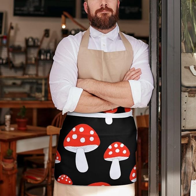 Server Waist Aprons Waitress Unisex Chef Works Half Apron with 3 Pockets