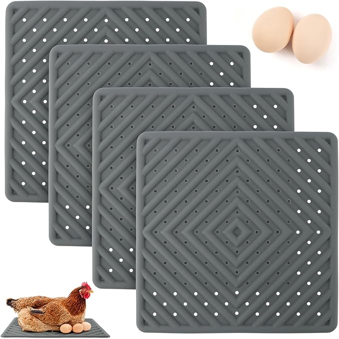 4Pcs Washable Chicken Nesting Box Pads for Laying Eggs, Reusable Bedding Nest Box Liners, Nesting Pads for Chicken Coop, Grey 12''x12''