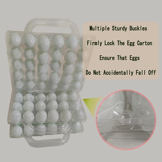 30 Pack Handheld Disposable Giant Plastic Egg Cartons, 5 Rows And 6 Columns (30 Eggs) extra large Clear plastic egg cartons, egg cartons cheap bulk.
