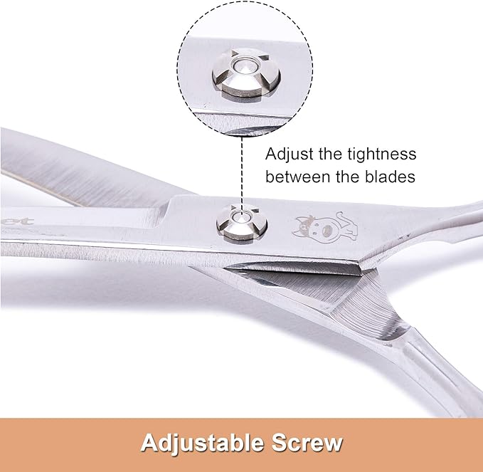 LovinPet Pet Grooming Scissors Professional Dog Cat Grooming Shears with Round Blunt Tip Stainless Steel, Dog Curved Scissors for Grooming Cats Dogs Grooming Tools