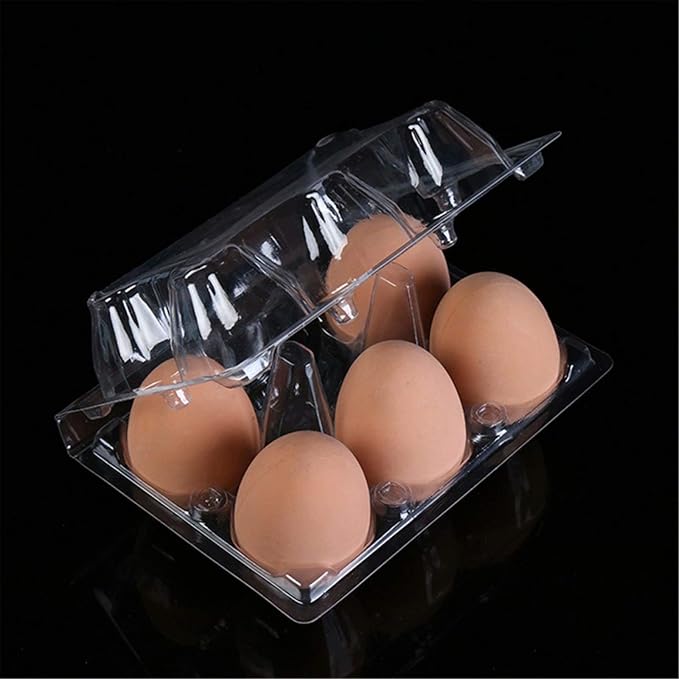 25 Pack Clear Plastic Egg Cartons 6 Grids Plastic Egg Trays for Refrigerator Storage, Family, Chicken Farm, Camping, Picnic, Market, Travel