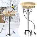 Heated Bird Bath for Outside Winter, Powerful 100W Thermostat Control Heated Bird Baths for Outdoors with 5-Prong Metal Stake, Heated Birdbath Water Heater for Garden Yard Patio Lawn (Khaki)