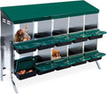 10-Hole Chicken Nesting Box, Roll Away Nest with Removable Tray, Easy Egg Collection & Cleaning, Wall-Mount Nesting Boxes for Hens, Chicken Coop - Green