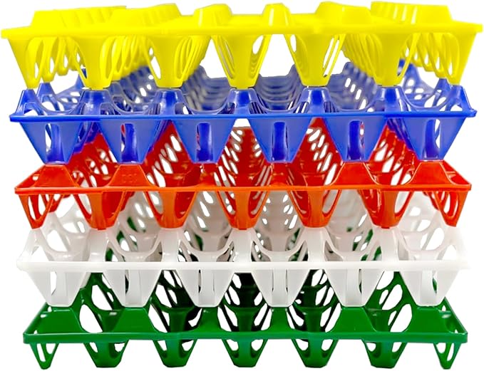 10-Pack Reusable Plastic Egg Tray Egg Crates 30-Egg Flats for Home Chicken Farmers, Stackable Egg Cartons Hold Multiple Eggs, Great for Storing, Sorting, and Shipping Eggs, Durable and Reusable