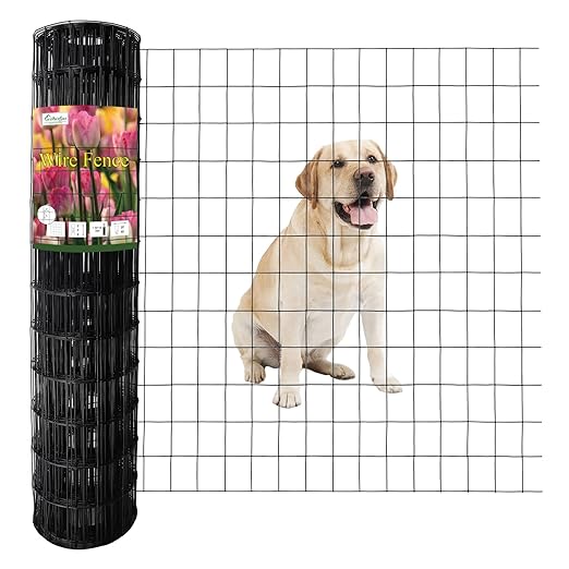 Black PVC Coated Welded Wire Fence 36 Inch x 50 Foot, 2 Inch x 3 Inch 16GA, Garden Border Fencing Roll Vinyl Coating Metal Wire Mesh for Yard Vegetable Plant Protection Poultry Netting