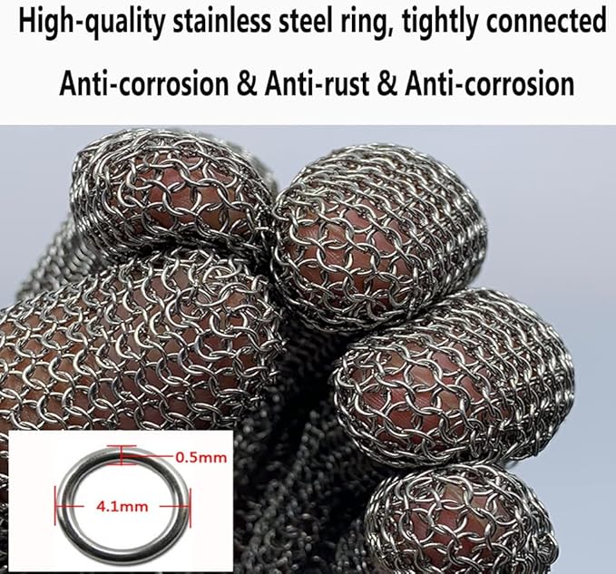 Metal Cut Resistant Chainmail Gloves, Food Grade Safety Chef Meat Cutting Safety Work Gloves, Easy to Clean (Size : 1PCS/XXS)