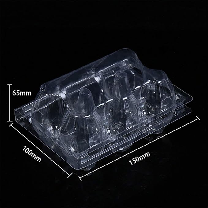 25 Pack Clear Plastic Egg Cartons 6 Grids Plastic Egg Trays for Refrigerator Storage, Family, Chicken Farm, Camping, Picnic, Market, Travel