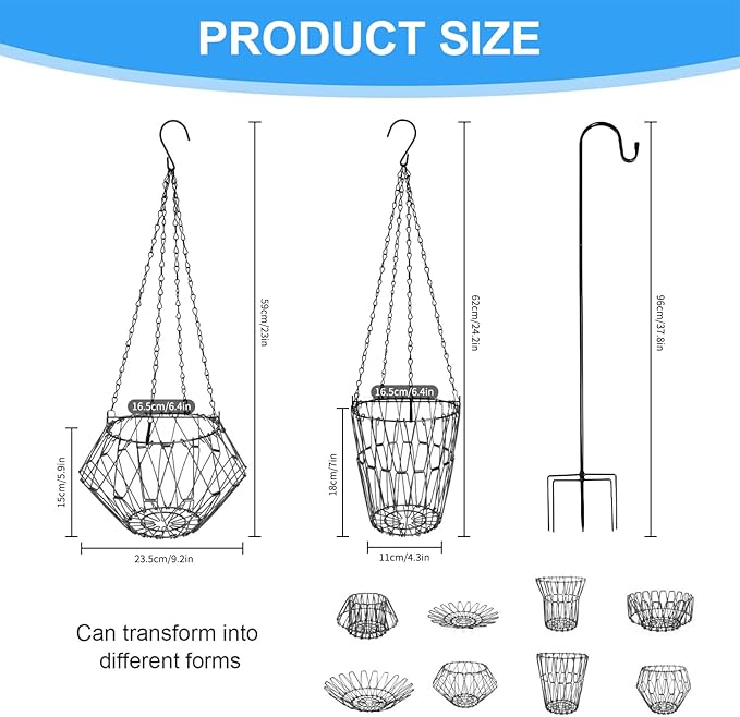 Hanging Chicken Feeder,Foldable Large Poultry Accessories Vegetable Fruits Feeder Basket with 4 Firm Hanging Chain and Hook,Chicken BoredomToys for Coop (1 Pack with 1 Hook)