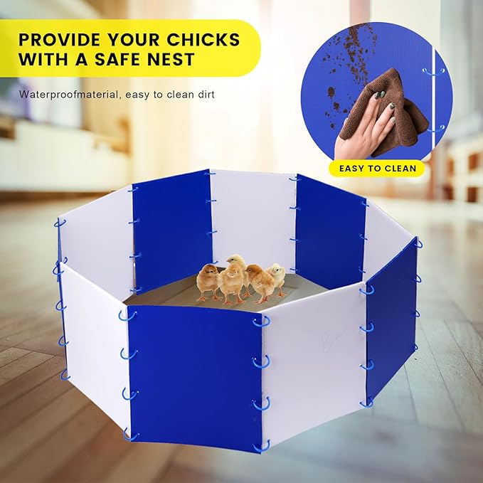 Chick Starter Kit Chicken Brooder Box for 15 Ducks Chicks Portable Coop & Chicken Cage Dog Playpen Panels for Small Animal